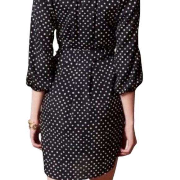 Anthropologie Maeve Preparation Polka Dot Dress Blk/Wh Button-Down Waist-Tie XS - Picture 8 of 14